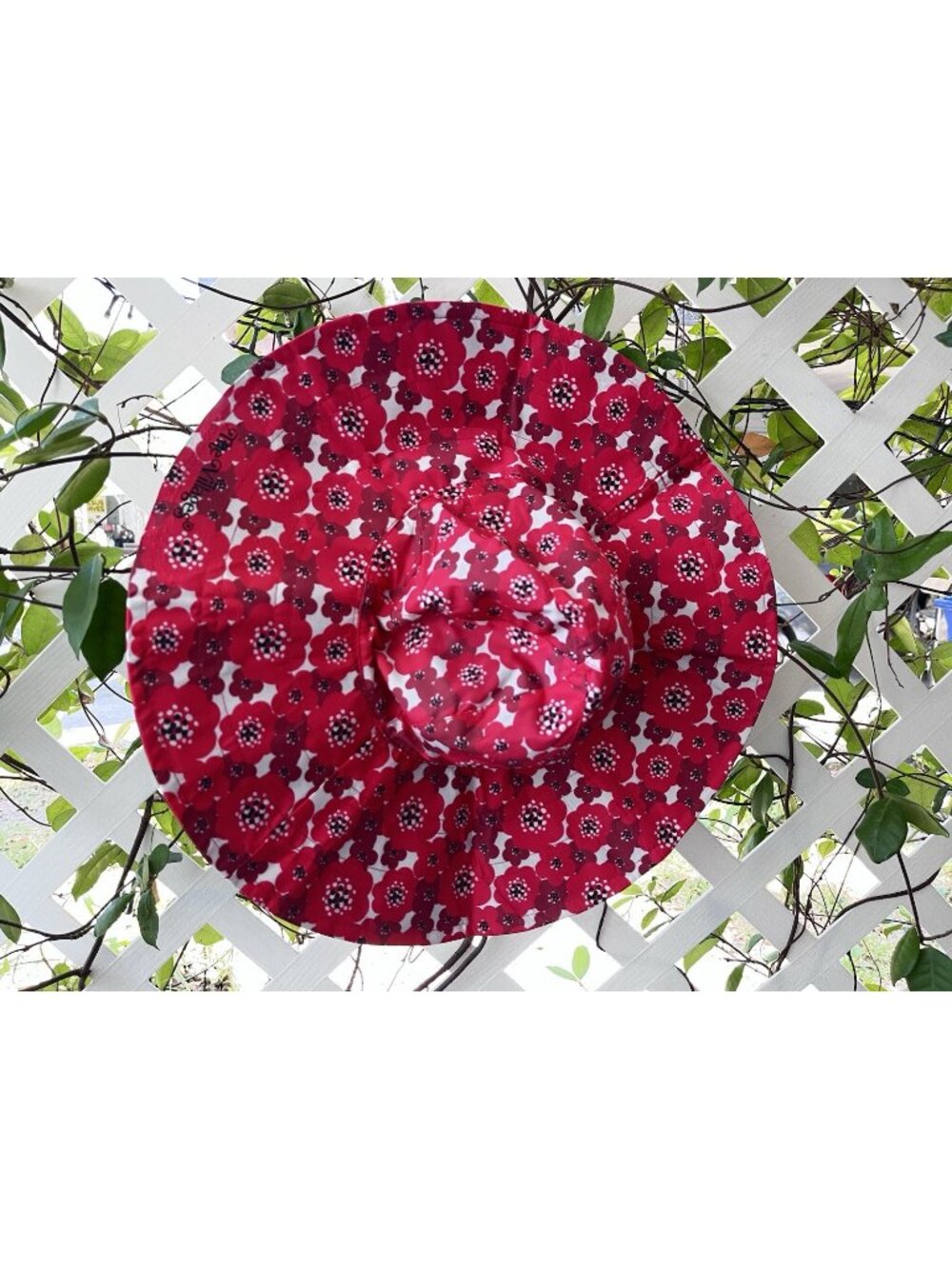 Sage & Emily Reversible Travel Sun Hat Red Floral Poppy Wide Brim Beach Villages